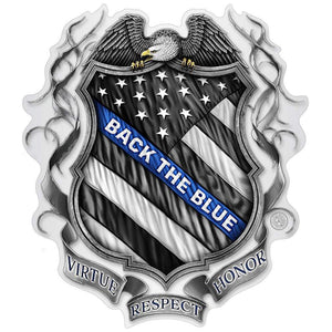 More Picture, Law enforcement Back the Blue Virtue Respect Honor Premium Reflective Decal