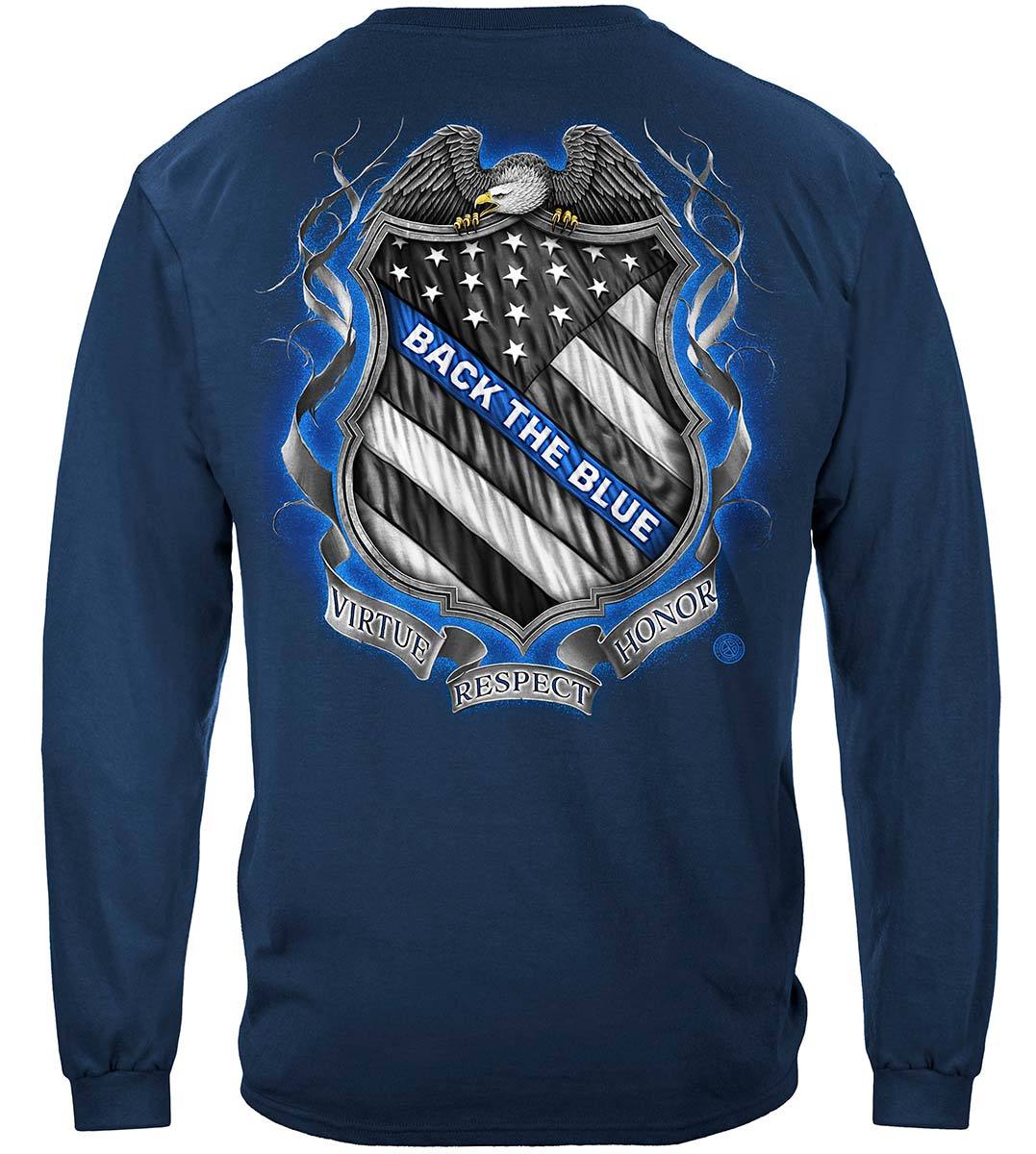 Law enforcement Back the Blue Virtue Respect Honor Premium Long Sleeves