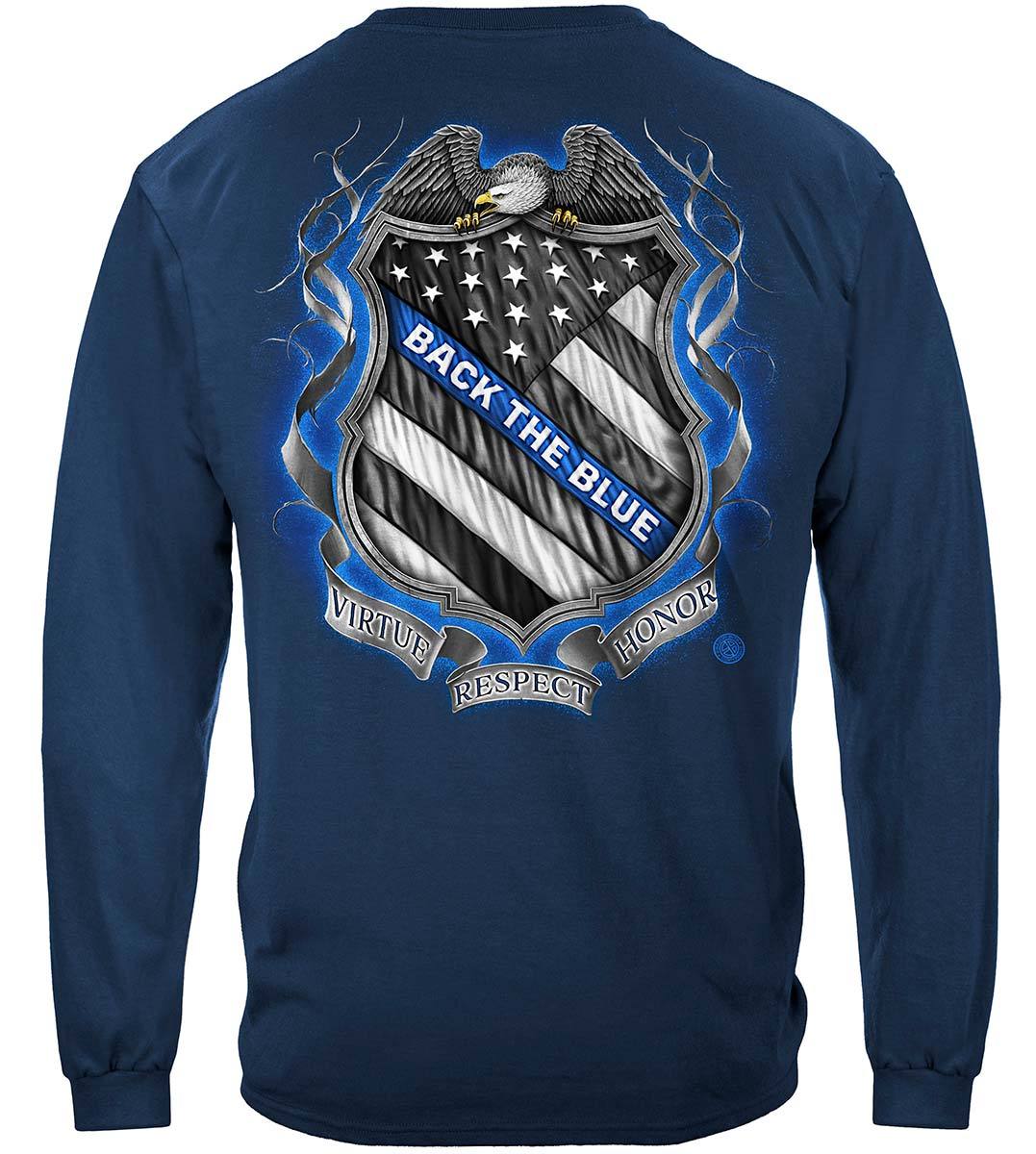 Law enforcement Back the Blue Virtue Respect Honor Premium Hooded Sweat Shirt