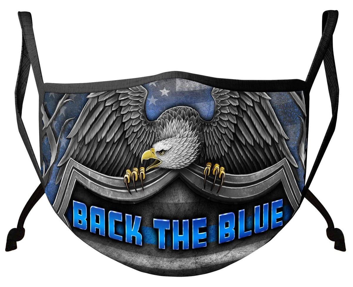 Law Enforcement Back the Blue Virtue Respect Honor Face Mask