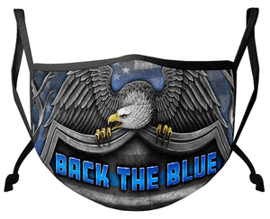 More Picture, Law Enforcement Back the Blue Virtue Respect Honor Face Mask
