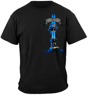 More Picture, Firefighter 9-11 20 Year Never Forget Soldier Cross T-Shirt