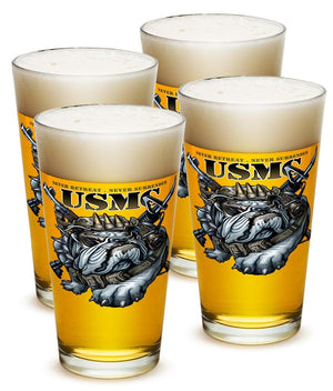 More Picture, Never Retreat Never Surrender Marine Corps USMC 16oz Pint Glass Glass Set