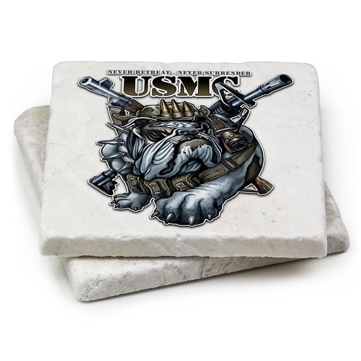 Never Retreat Never Surrender Marine Corps Coaster Ivory