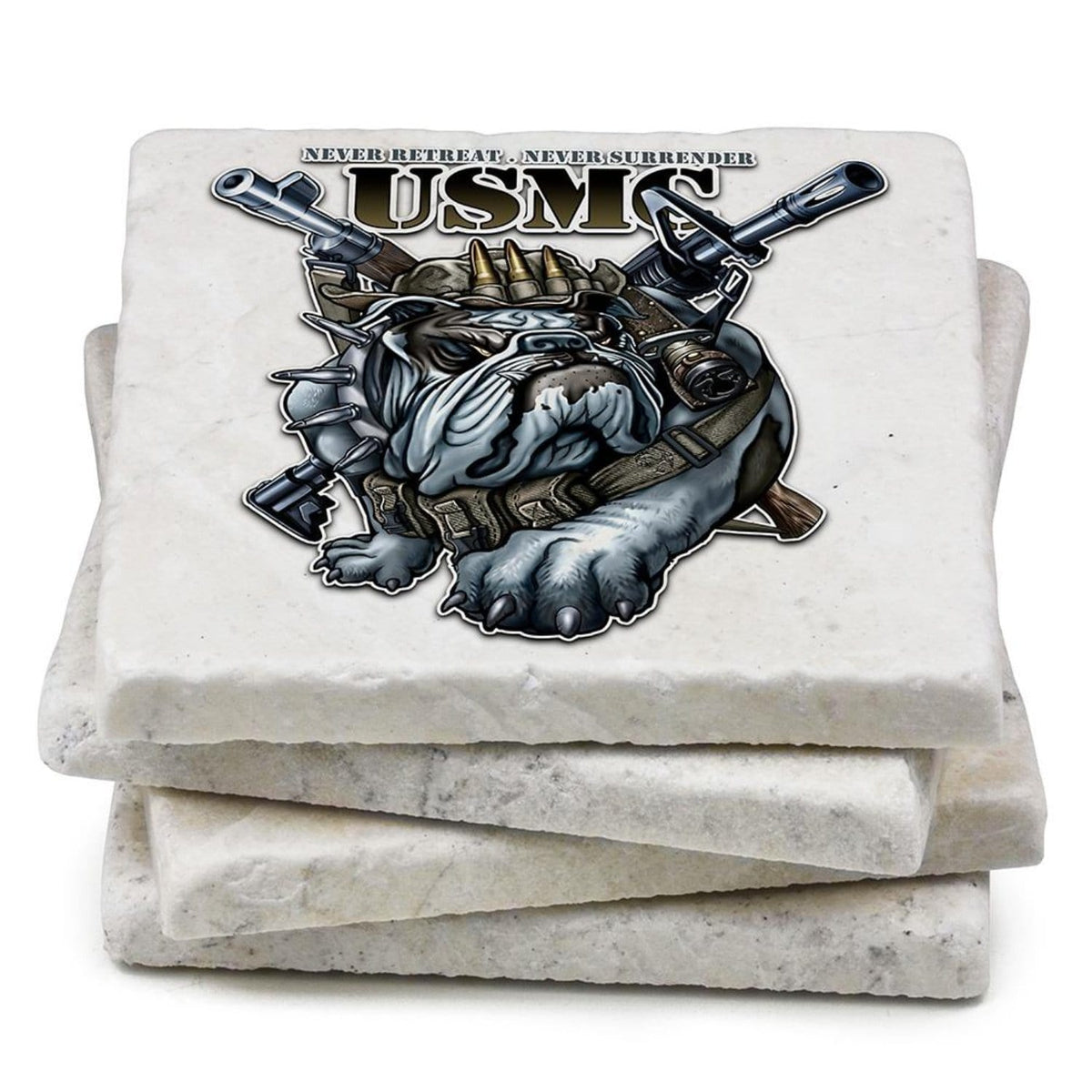 Never Retreat Never Surrender Marine Corps Coaster Ivory