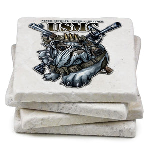 More Picture, Never Retreat Never Surrender Marine Corps Coaster Ivory