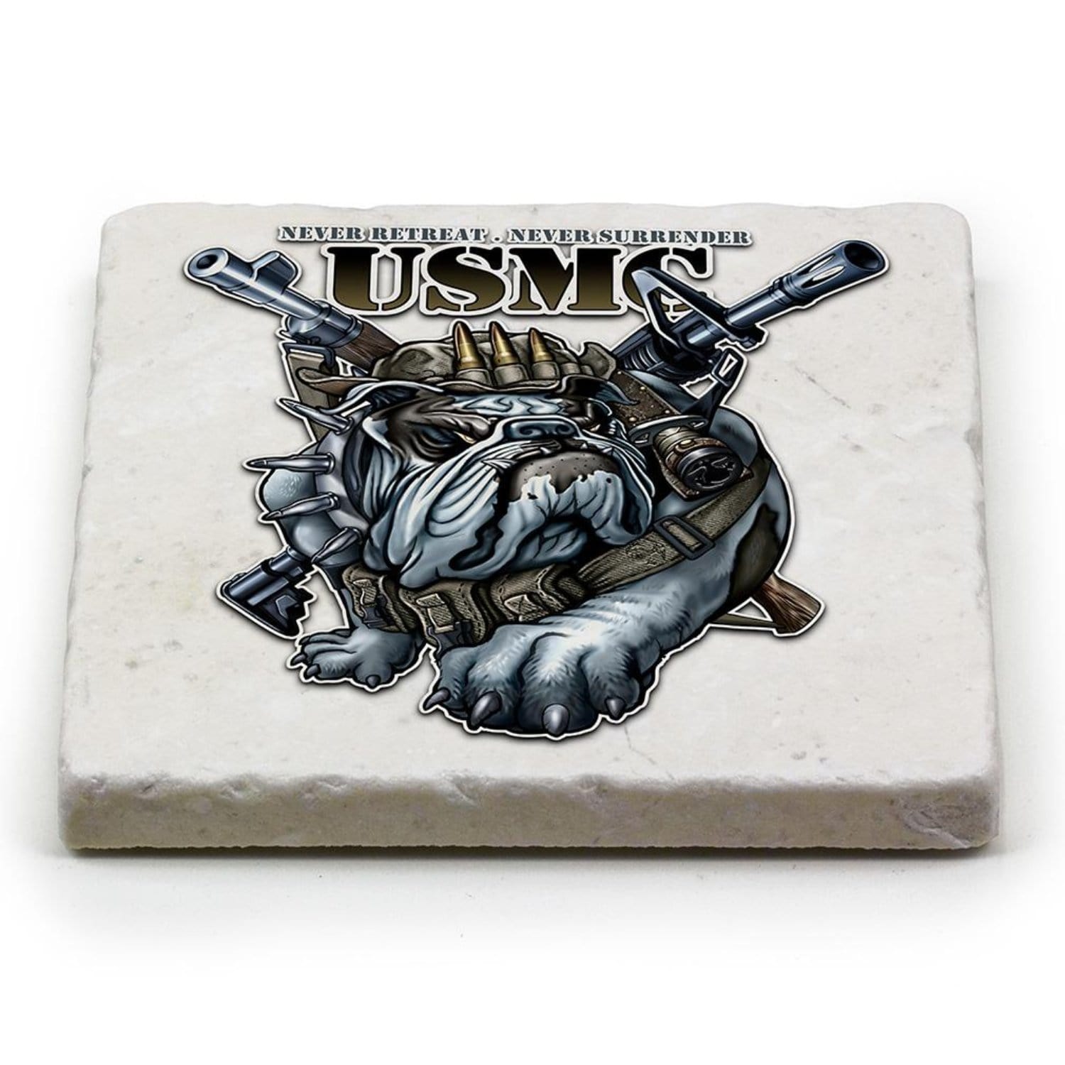 Never Retreat Never Surrender Marine Corps Coaster Ivory