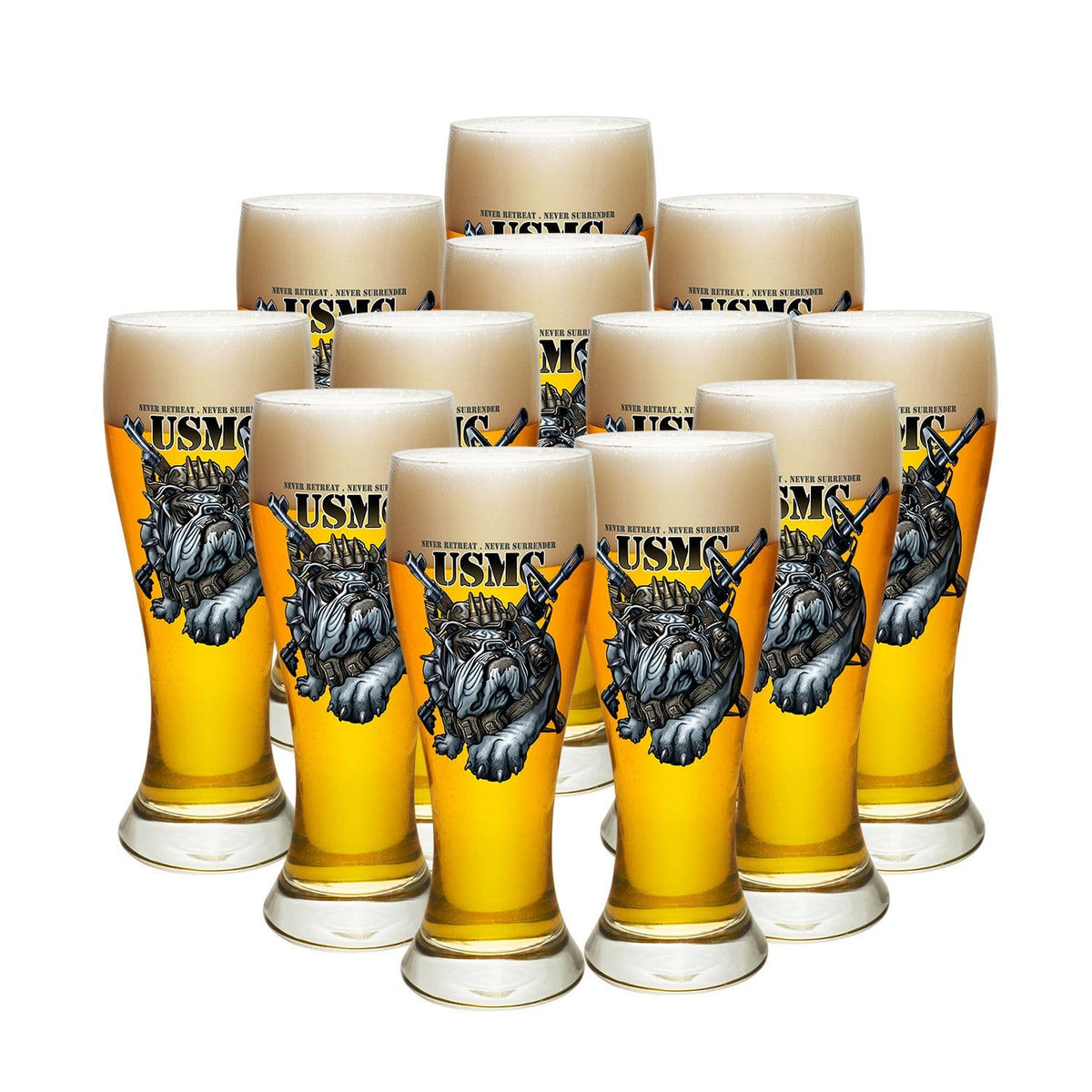 Never Retreat Never Surrender Marine Corps Pilsner Glass