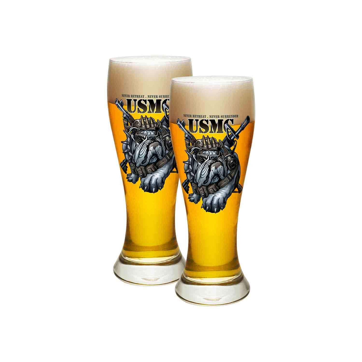 Never Retreat Never Surrender Marine Corps Pilsner Glass