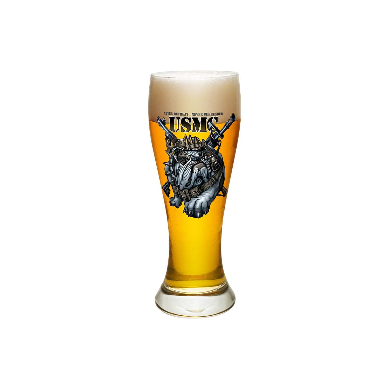 Never Retreat Never Surrender Marine Corps Pilsner Glass