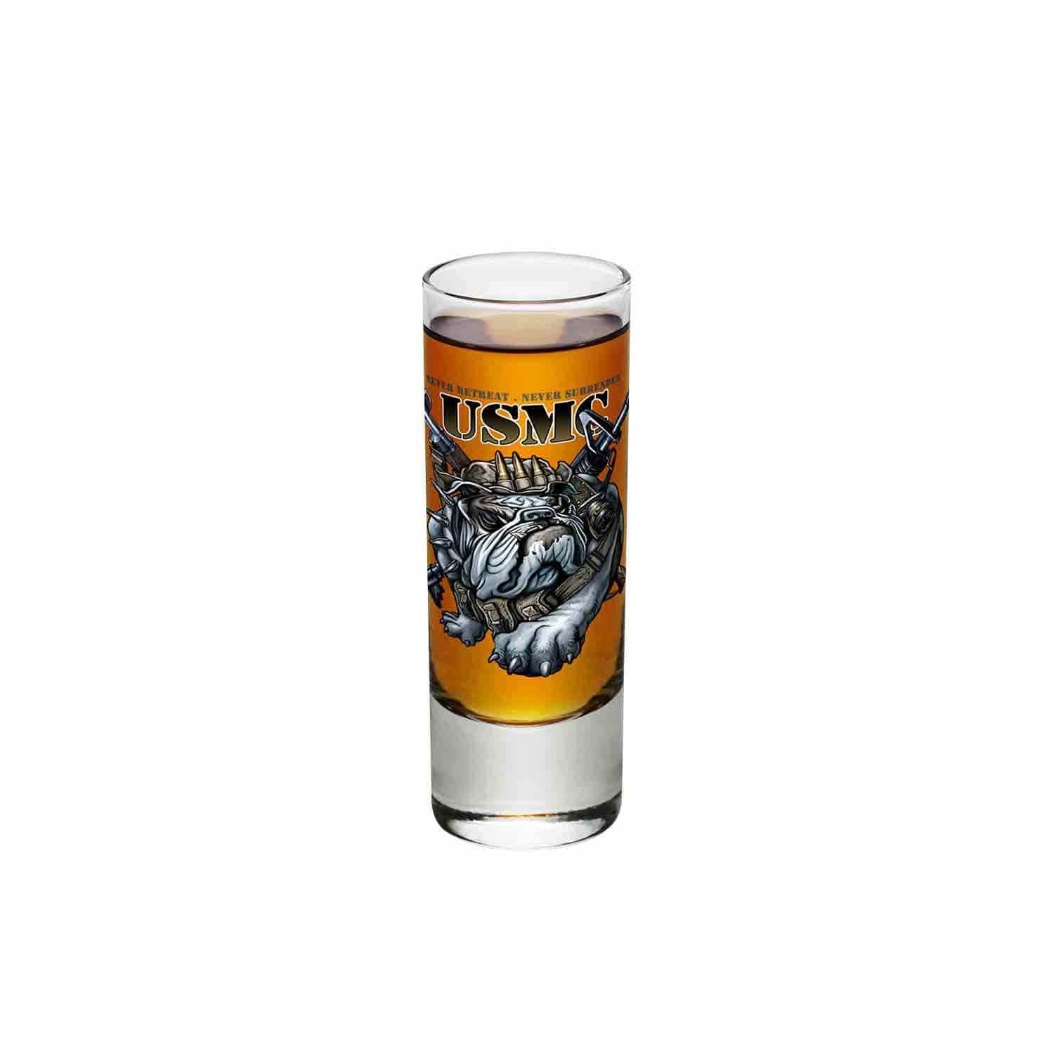 Never Retreat Never Surrender Marine Corps Shot Glass