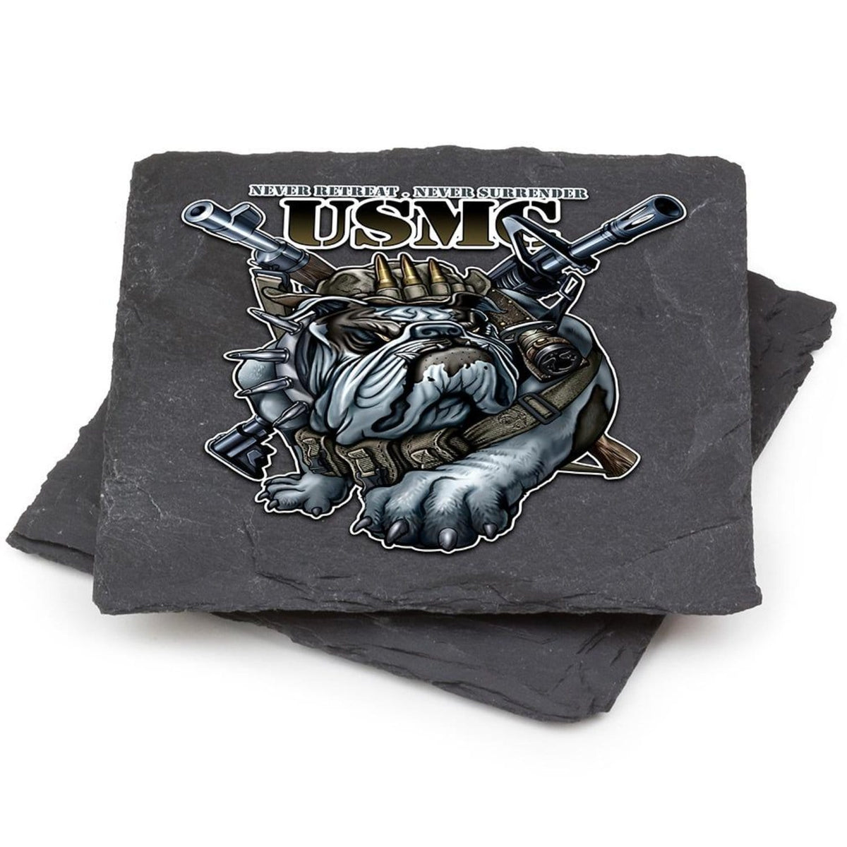Never Retreat Never Surrender Marine Corps Coaster Black