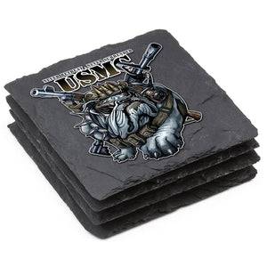 More Picture, Never Retreat Never Surrender Marine Corps Coaster Black