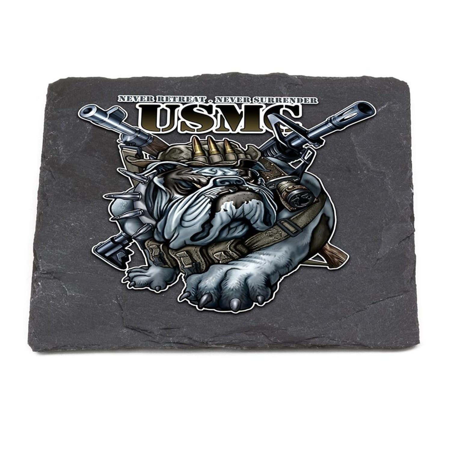 Never Retreat Never Surrender Marine Corps Coaster Black