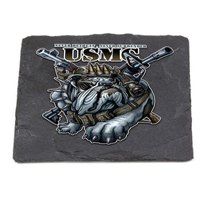 More Picture, Never Retreat Never Surrender Marine Corps Coaster Black