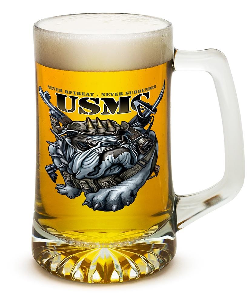 Never Retreat Never Surrender Marine Corps USMC 25oz Tankard Glass Set