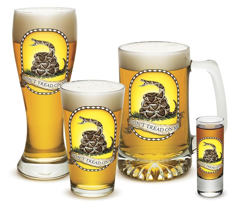 Don&#39;t Tread on Me Patriotic Gadsen Flag 4 Piece Glass Gift Set