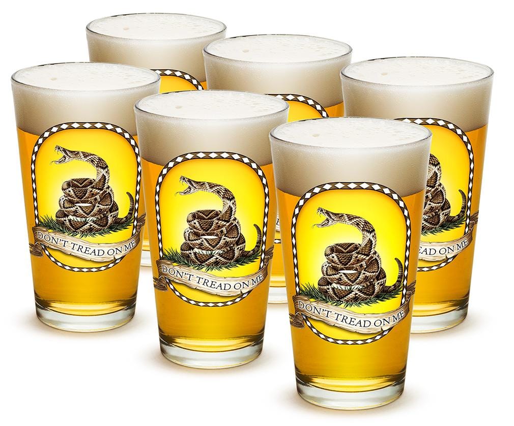 Dont tread on me Patriotic Gadsen Flag 16oz Pint Glass Glass Set