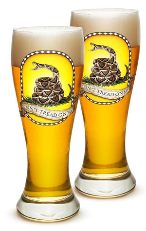 More Picture, Don't tread on me Patriotic Gadsen Flag 23oz Pilsner Glass Glass Set