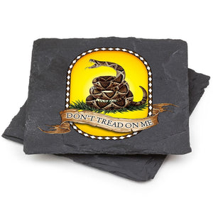 More Picture, Patriotic Dont Tread on Me Black Slate 4IN x 4IN Coaster Gift Set