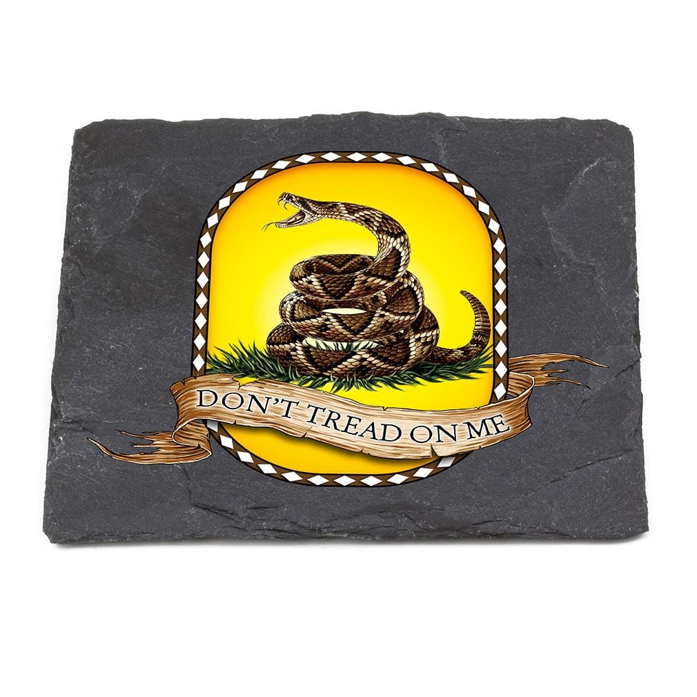 Patriotic Dont Tread on Me Black Slate 4IN x 4IN Coaster Gift Set