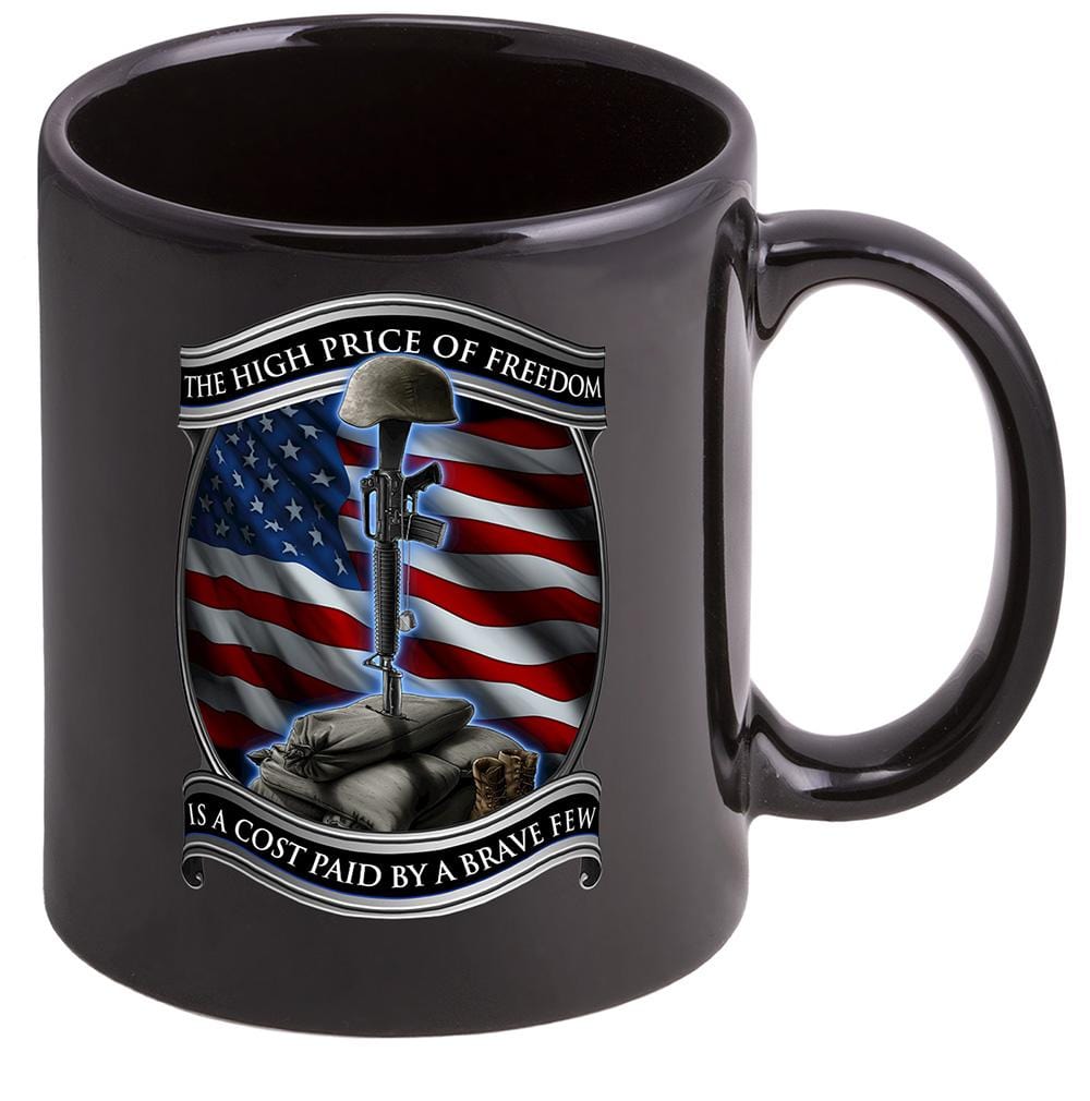 Patriotic Military High Price of Freedom Stoneware Black Coffee Mug Gift Set