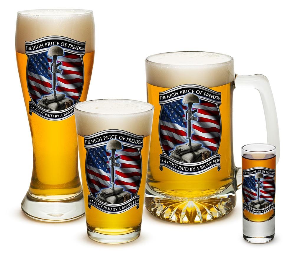 High Price of Freedom Patriotic US Flag 4 Piece Glass Gift Set