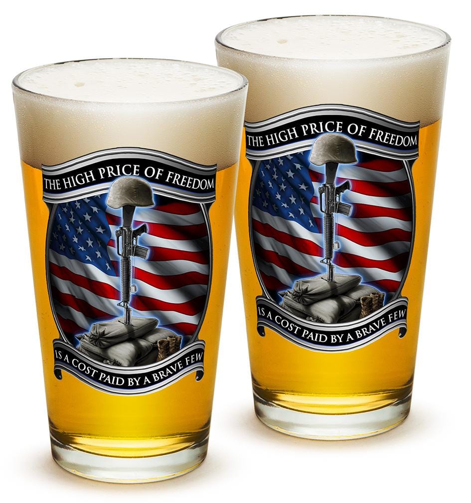 High Price Of Freedom Patriotic US Flag 16oz Pint Glass Glass Set
