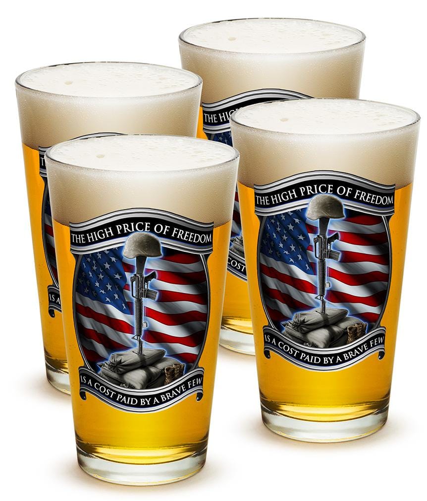 High Price Of Freedom Patriotic US Flag 16oz Pint Glass Glass Set