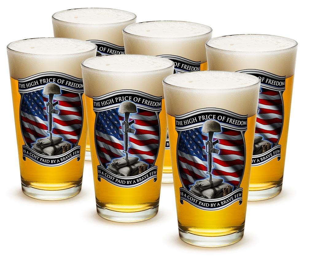 High Price Of Freedom Patriotic US Flag 16oz Pint Glass Glass Set