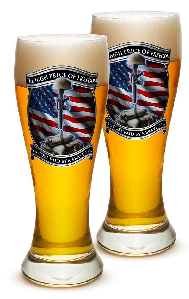 High Price Of Freedom Patriotic US Flag 23oz Pilsner Glass Glass Set