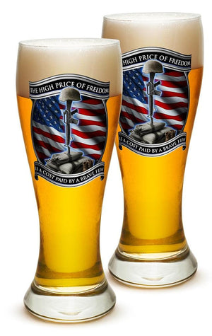 More Picture, High Price Of Freedom Patriotic US Flag 23oz Pilsner Glass Glass Set