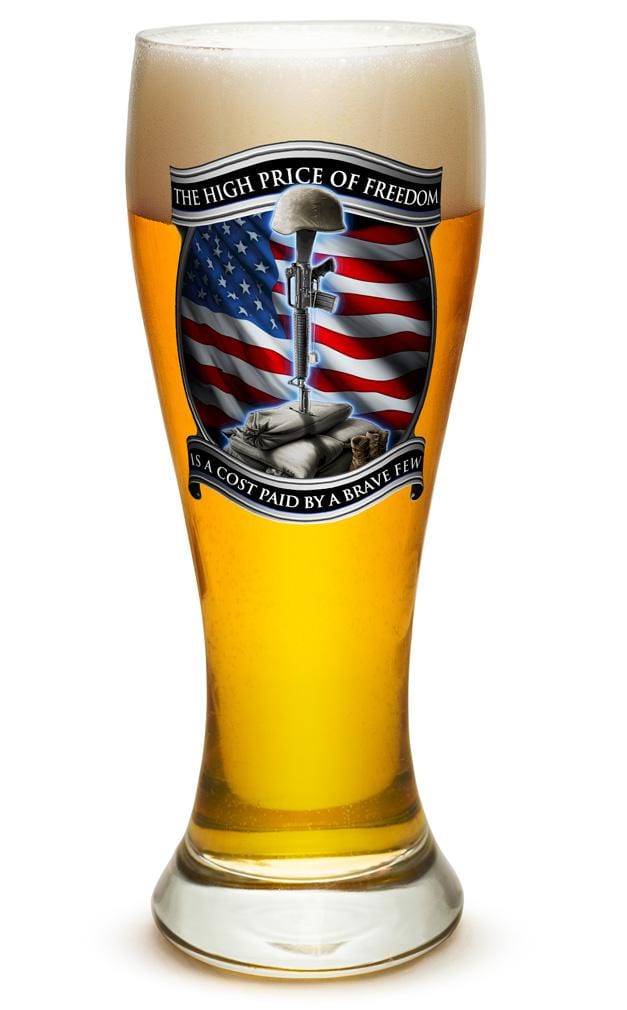 High Price Of Freedom Patriotic US Flag 23oz Pilsner Glass Glass Set