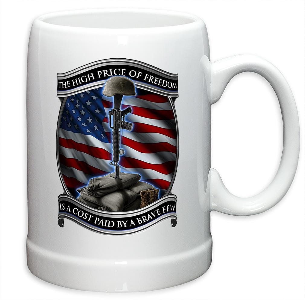 Patriotic Military High Price of Freedom Stoneware White Coffee Mug Gift Set