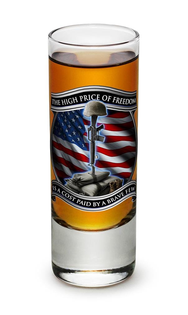 High Price Of Freedom Patriotic US Flag 2oz Shooter Shot Glass Glass Set