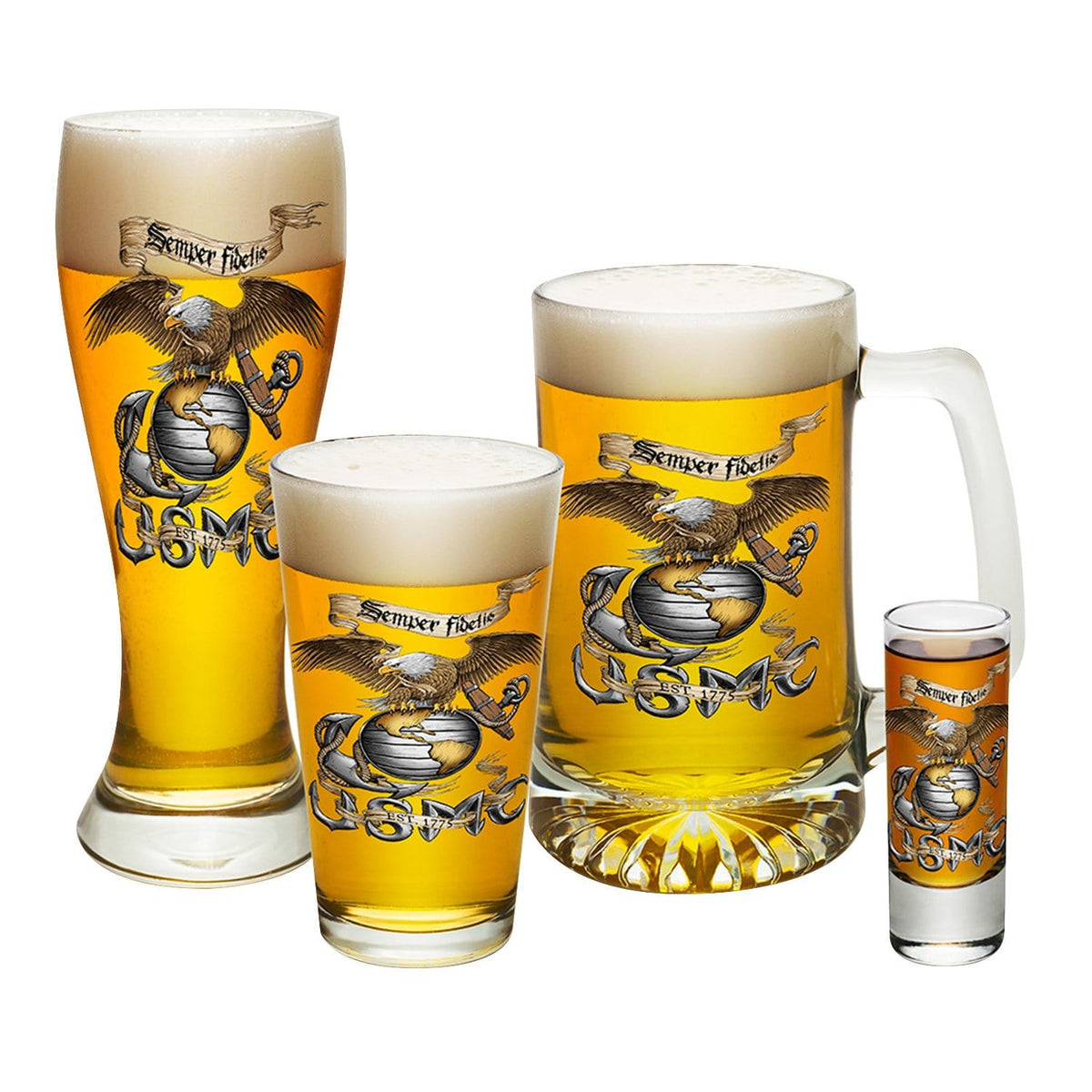 Eagle USMC 4 PC. Glass Set