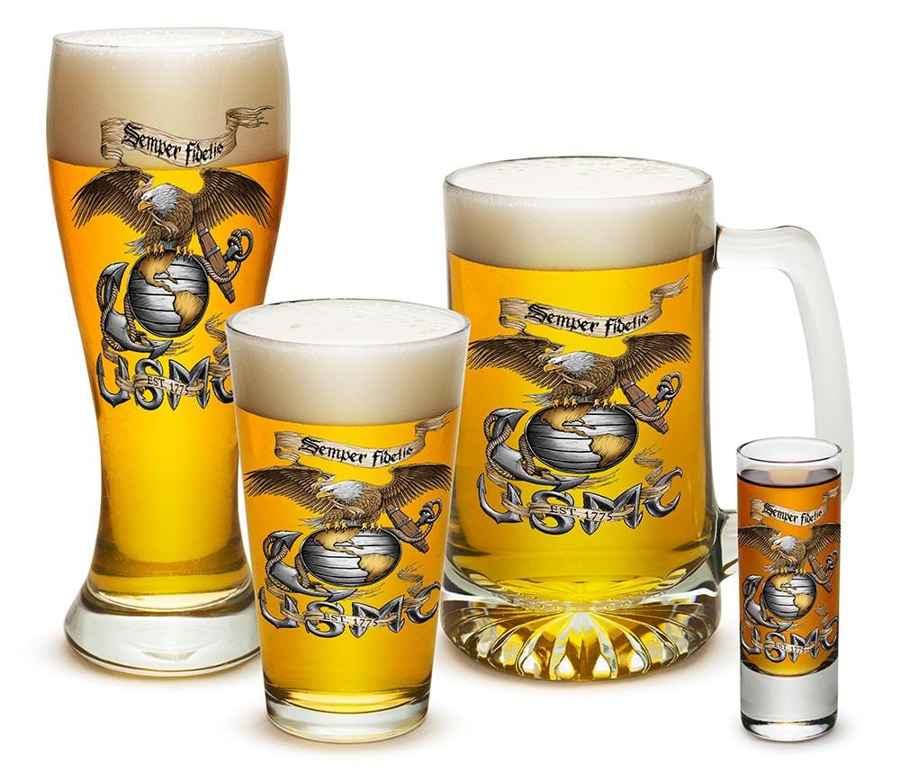 Eagle USMC Marine Corps 4 Piece Glass Gift Set