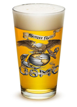 More Picture, Eagle USMC Marine Corps 16oz Pint Glass Glass Set