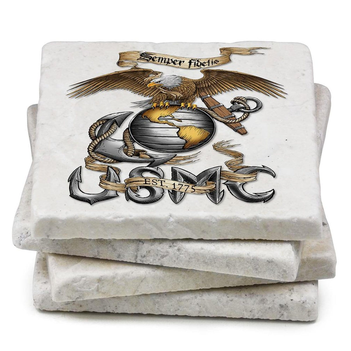 Eagle USMC Coaster Ivory