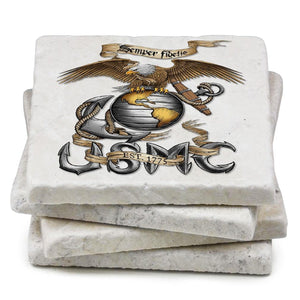 More Picture, Eagle USMC Coaster Ivory