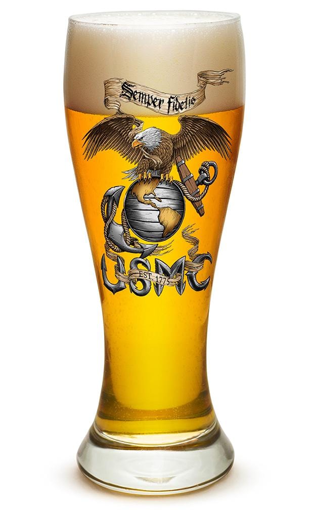 Eagle USMC Marine Corps 23oz Pilsner Glass Glass Set