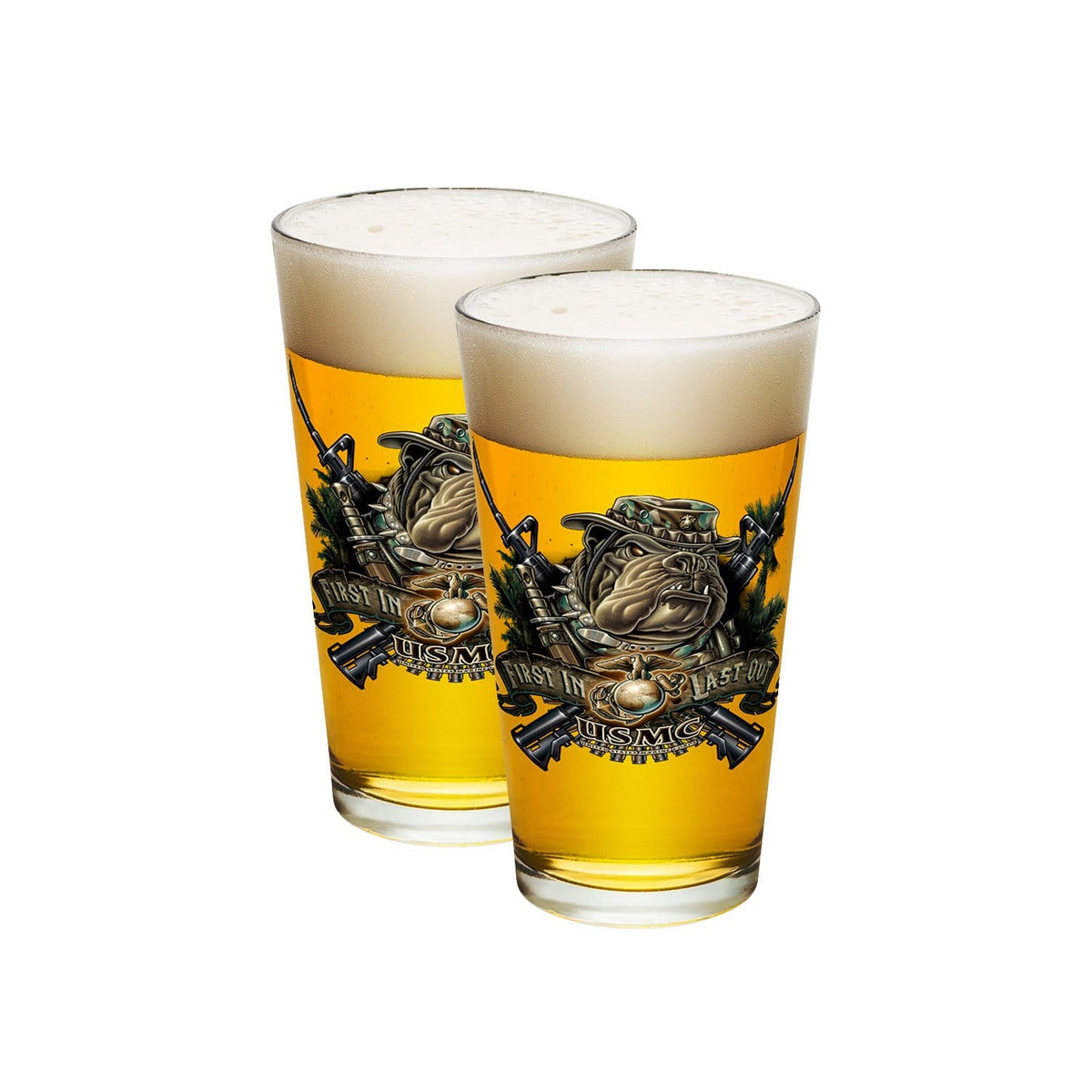 Marine Devil Dog First In Last Out Pint Glass
