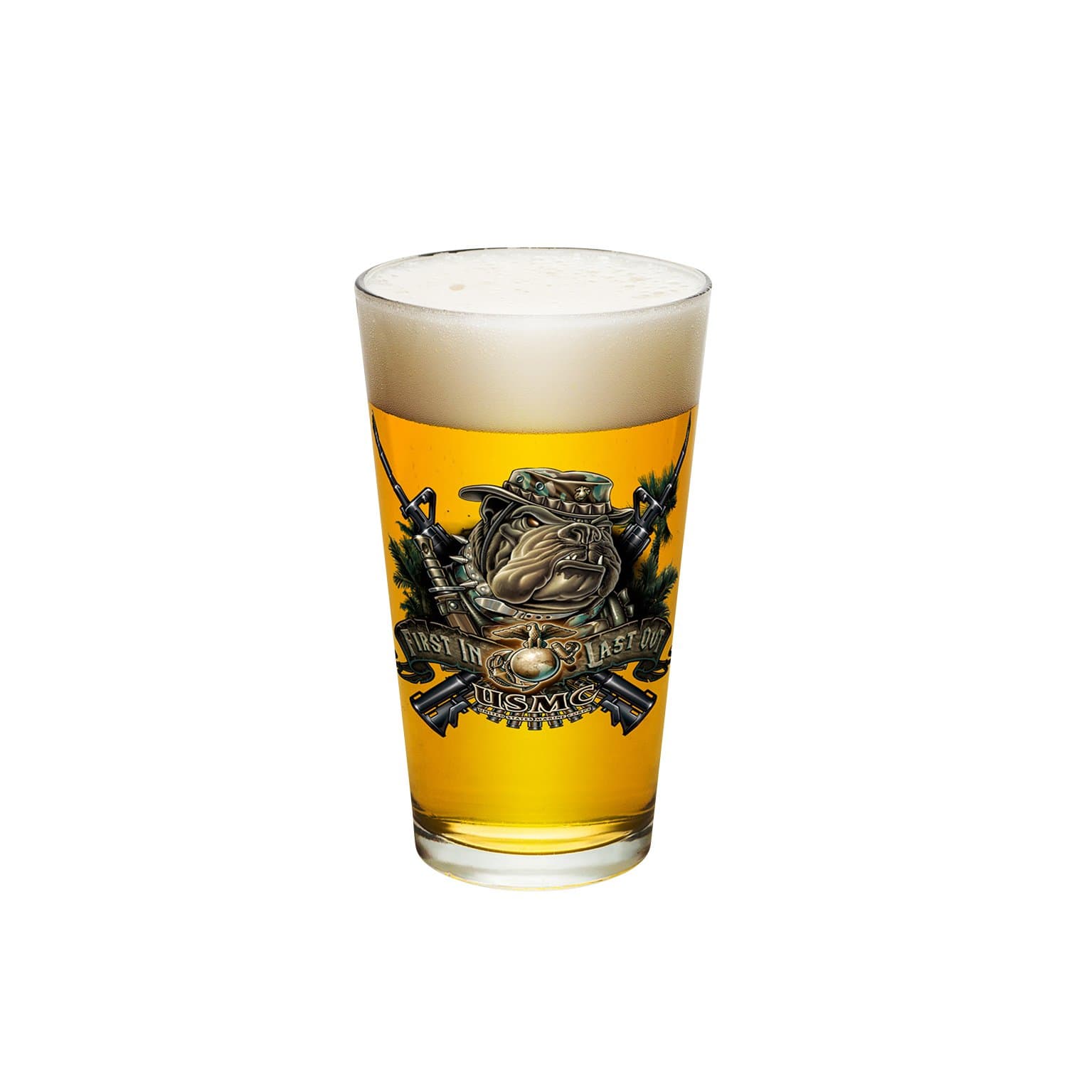 Marine Devil Dog First In Last Out Pint Glass