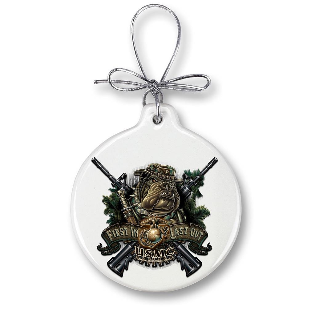 USMC Marine Corps Devil Dog First In Last Out Christmas Tree Ornaments