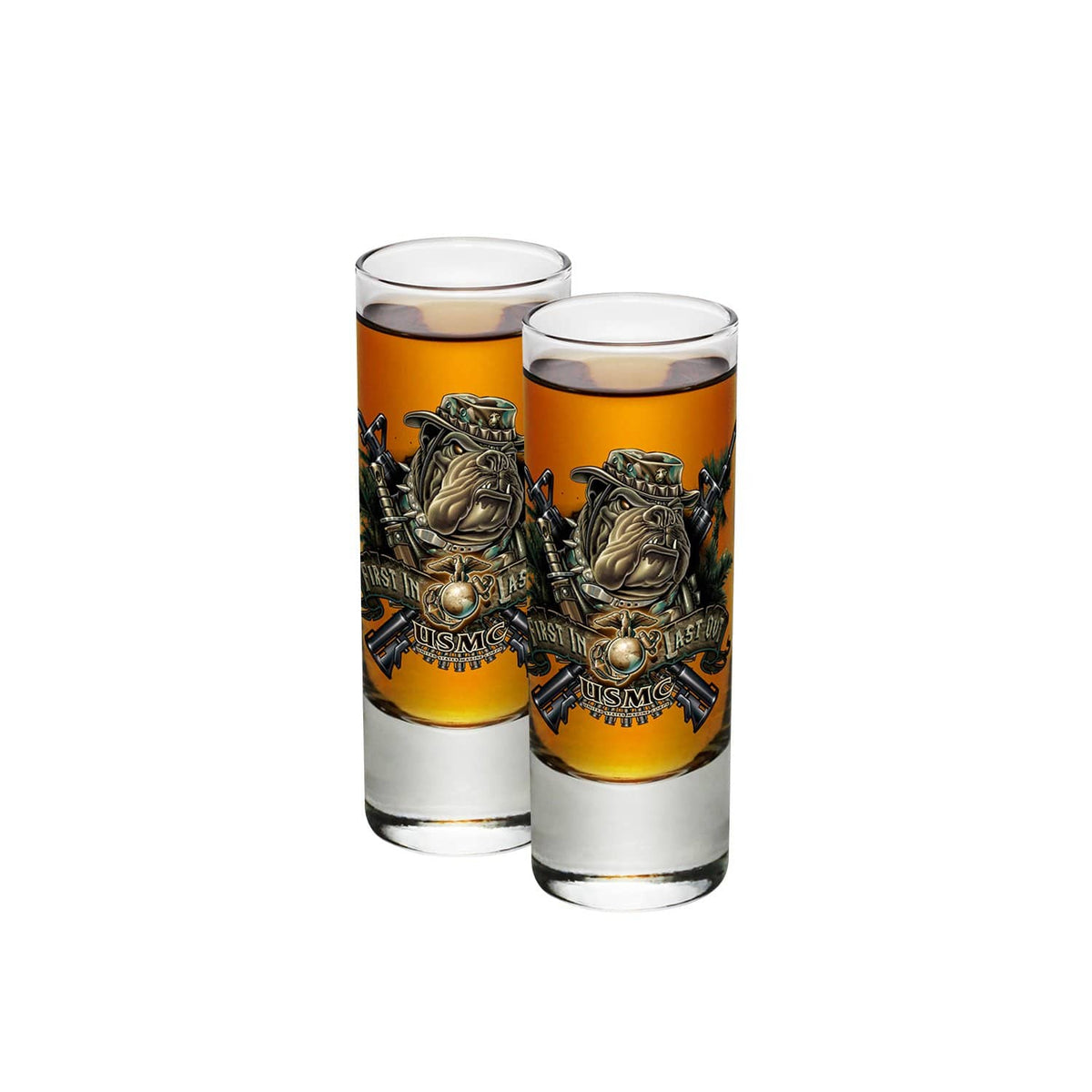 Marine Devil Dog First In Last Out Shot Glass