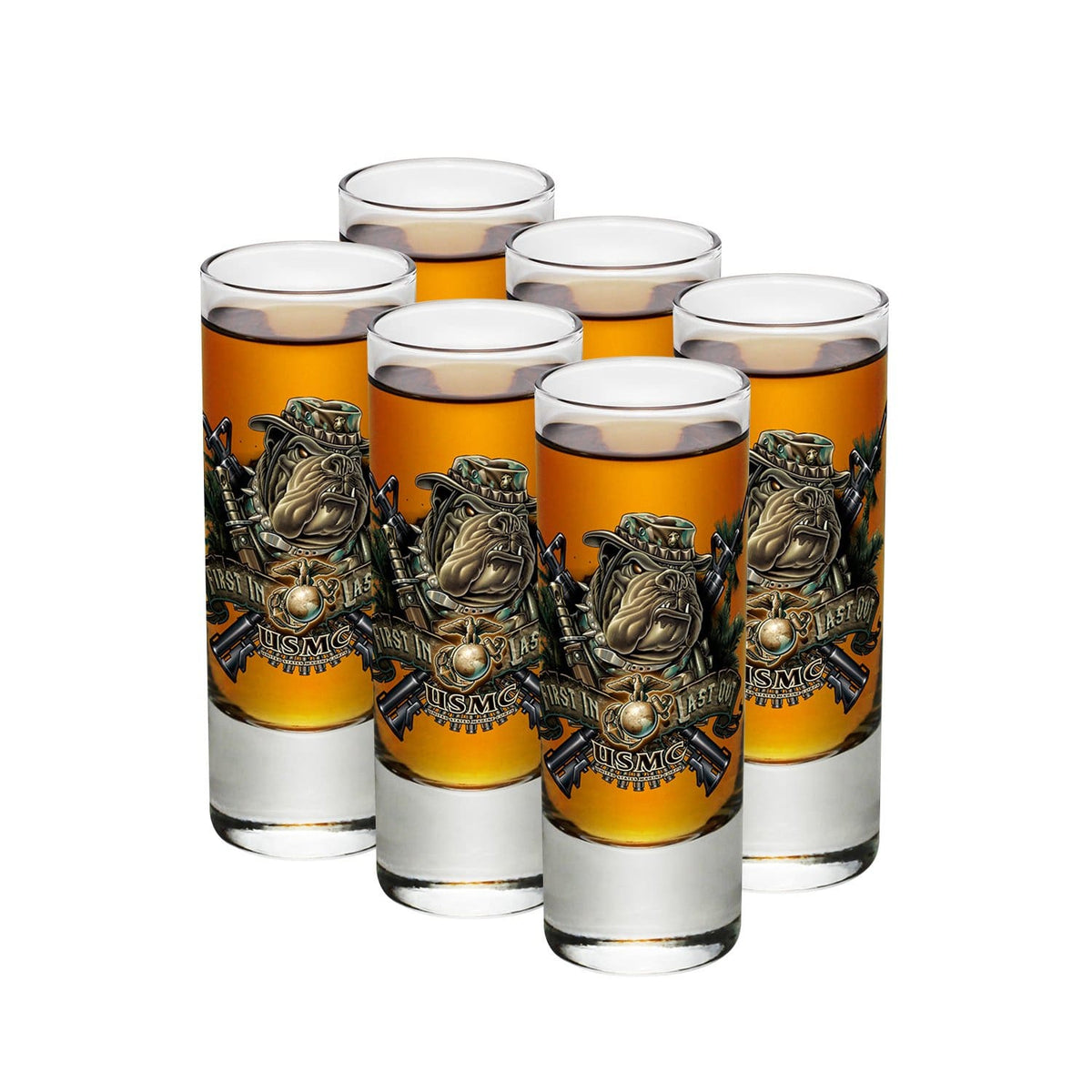 Marine Devil Dog First In Last Out Shot Glass
