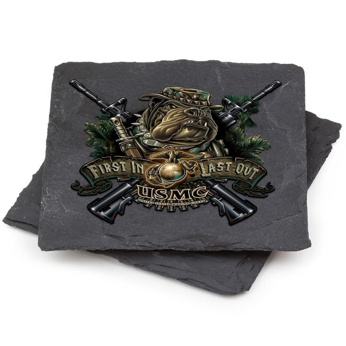 Marine Devil Dog First In Last Out Coaster Black