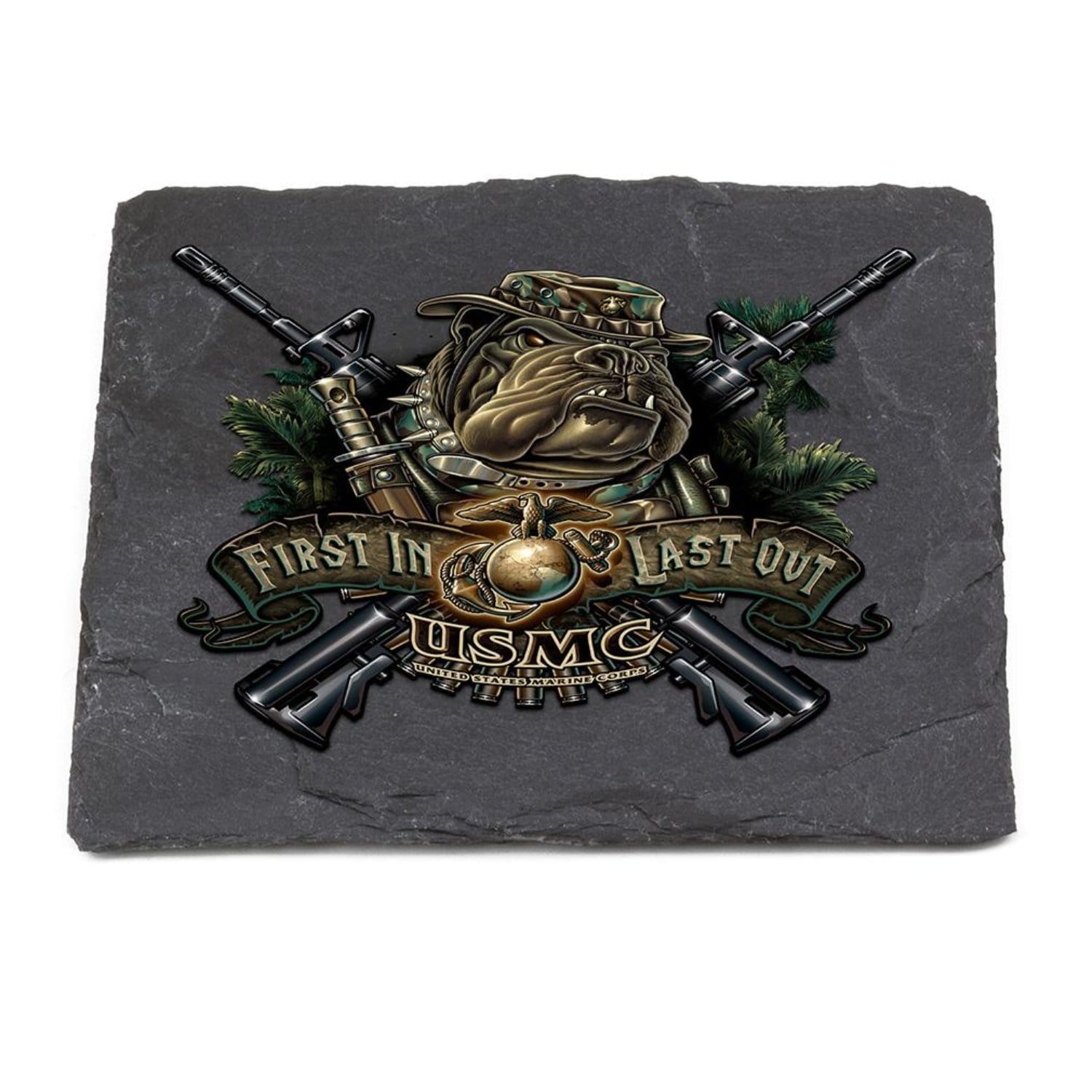 Marine Devil Dog First In Last Out Coaster Black