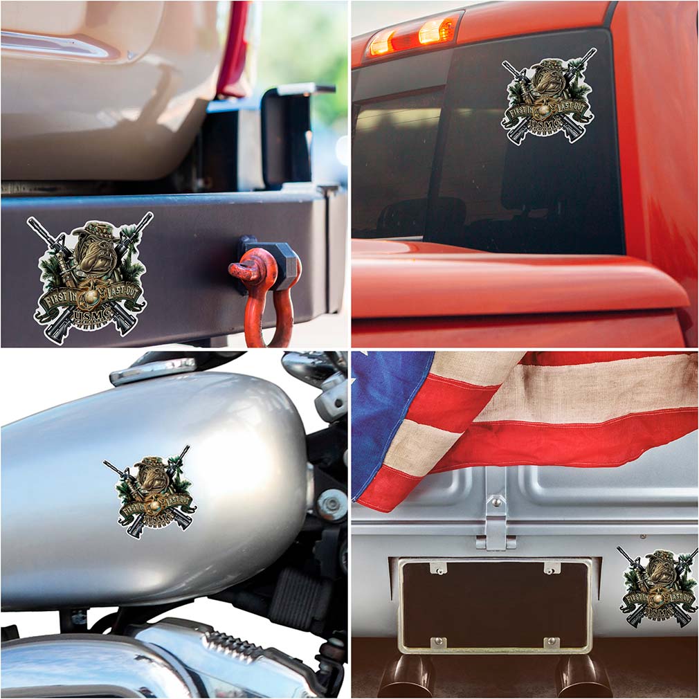 Marine Devil Dog First In Last Out Reflective Decal