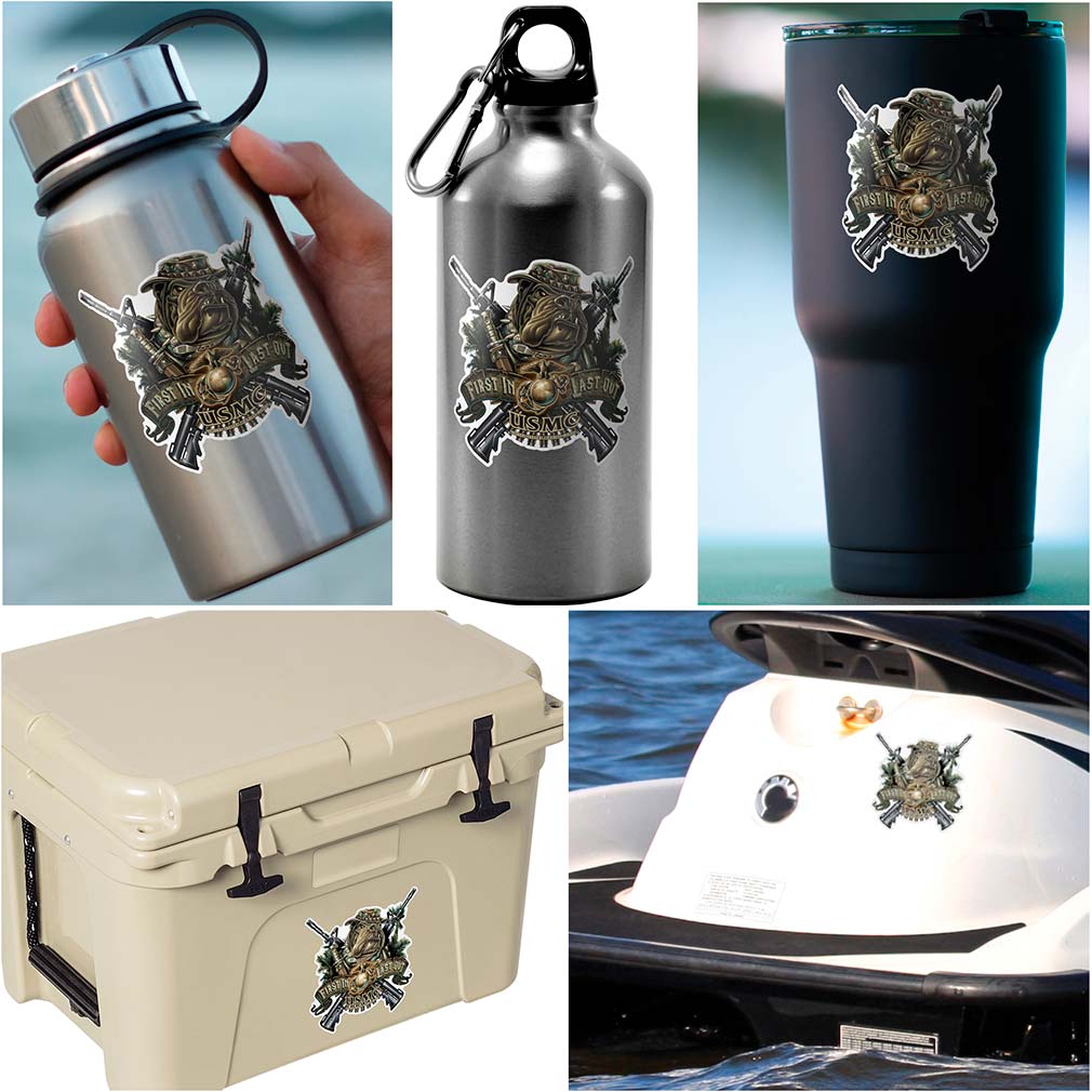 Marine Devil Dog First In Last Out Reflective Decal